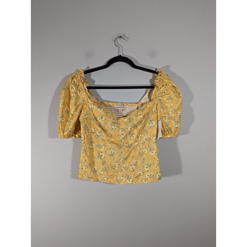 NWT Bloomfield Yellow Floral Crop‎ Top Women Size M